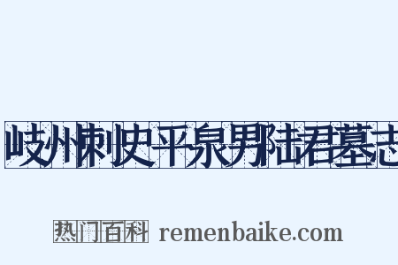 岐州刺史平泉男陆君墓志是什么意思的图片